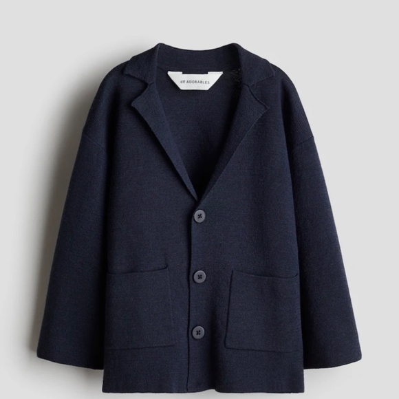 H&M Navy Wool Knit Blazer Size 2-3Y NWT - Picture 2 of 3